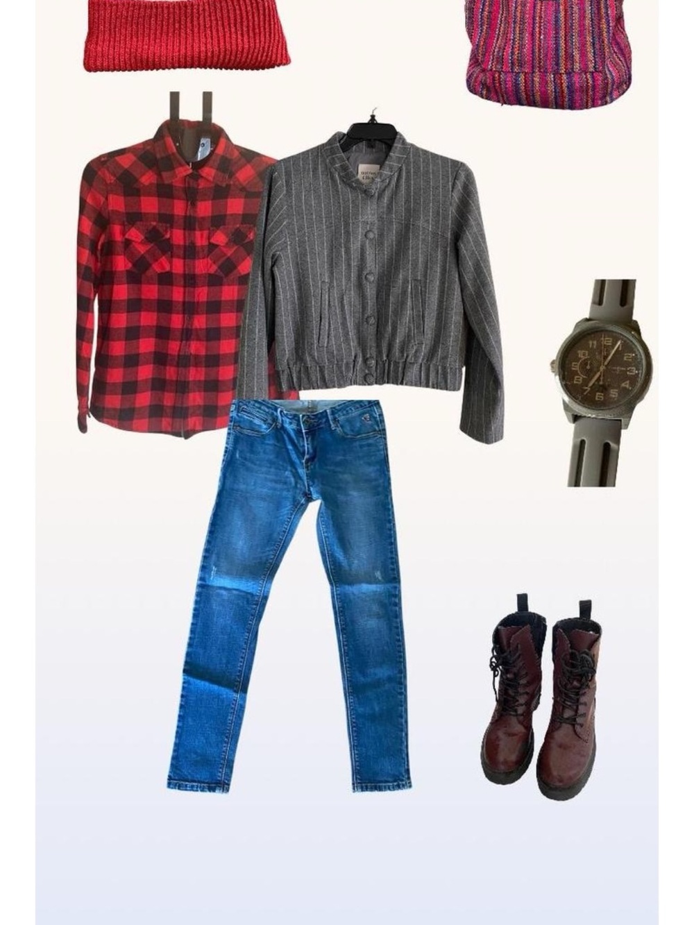 Chico's Gray Pinstripe Cropped Button Jacket